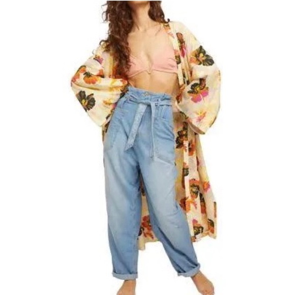 Free People Belted Denim High-Waisted Utility Paperbag Pants in Blue Haze Sz 29 - Picture 16 of 16